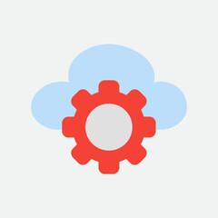 Settings icon in flat style about cloud computing, use for website mobile app presentation