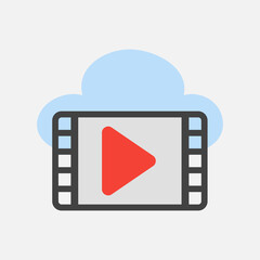 Video icon in flat style about cloud computing, use for website mobile app presentation