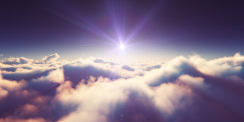 Fototapeta na wymiar above clouds sunrise sun ray illustration