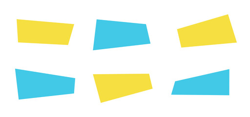 Color geometric discount sticker set, flat festive price banner collection, abstract web promotion badge, rectangle trendy sale tag, horizontal isolated promo label, vector graphic