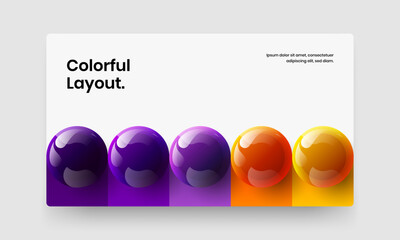 Creative realistic spheres web banner template. Fresh brochure vector design concept.