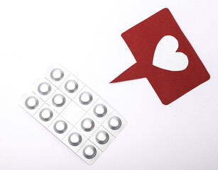 Metal blister of pills and like icon on white background
