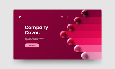 Modern corporate cover vector design template. Original realistic spheres postcard layout.