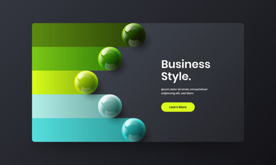 Vivid corporate identity design vector layout. Colorful 3D spheres website concept.