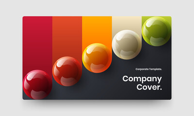 Minimalistic 3D balls banner layout. Multicolored company brochure design vector template.