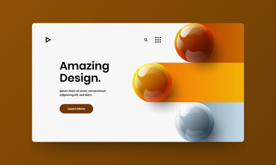 Abstract 3D spheres presentation layout. Geometric website screen design vector concept.