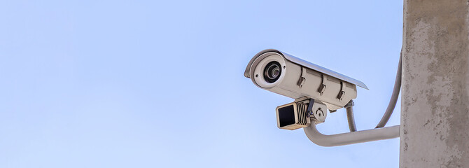 CCTV cameras installed outside the building safety protection concept.