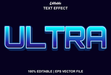 ultra text effect with blue color and editable.