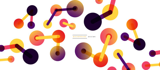 Line points connections geometric abstract background. Circles connected by lines. Trendy techno business template for wallpaper, banner, background or landing
