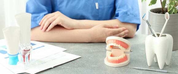 Obraz na płótnie Canvas Concept of dental care, tooth care, selective focus