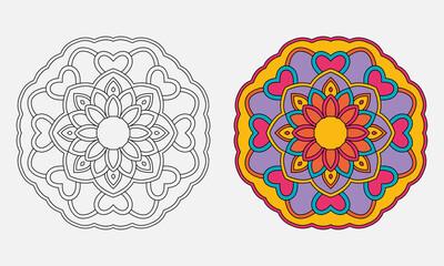 Mandala, Mehndi, tattoo, decoration. Decorative, Coloring pages. 