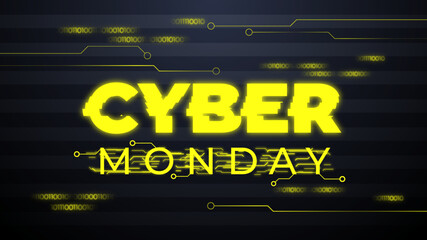 Fototapeta premium Web banner cyber monday sale, yellow color for social media stories sale, web page, mobile phone. template design special offer