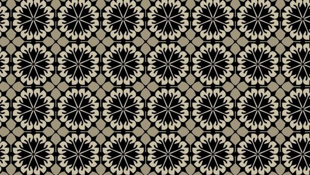 Loop video of Decorative tile pattern design. Vector illustration. Seamless Tile Pattern Mostly In The Shade Of Black. Seamless pattern design with floral background elements and beautiful ornaments