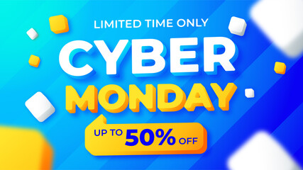 Web banner cyber monday sale up to 70% off, blue color for social media stories sale, web page, mobile phone. template design special offer