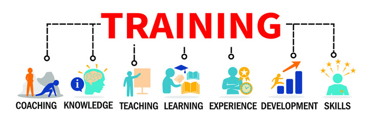 Training Banner.  learning banner.  Training vector illustration concept with icons.