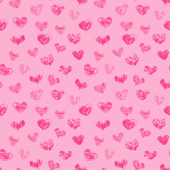 heart seamless pattern hand drawn doodle. vector, minimalism. textiles, wrapping paper, background, wallpaper. love, valentine day