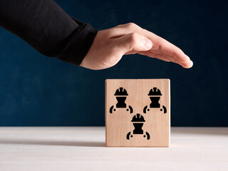 Worker or work safety, social rights and protection concept.