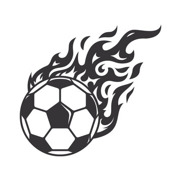 Hot soccer ball fire logo silhouette. football club graphic design logos or icons. vector illustration..