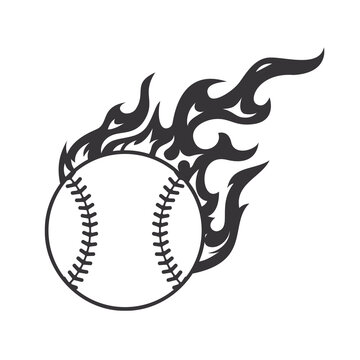 recommend clip art: Hot baseball fire logo silhouette. softball club graphic design logos or icons. vector illustration..