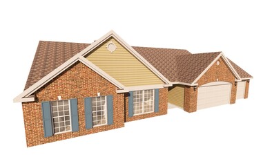 House 3d render illustration model template isolated