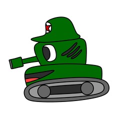 An illustration of a cute cartoon tank