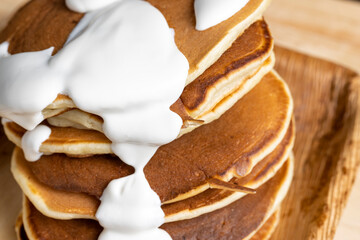 milk pancakes made of wheat flour, close up