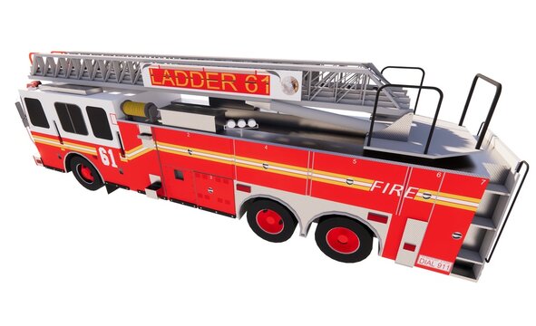Truck firefighter fireman concept 3d illustration render template