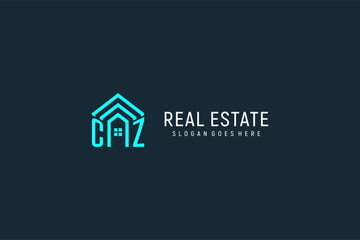 Initial letter CZ roof logo real estate with creative and modern logo style