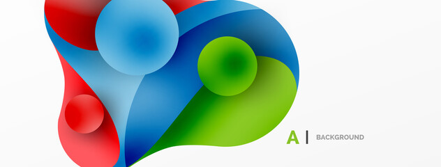 Flowing geometric shapes minimalist abstract background. Round shapes and circles. Wallpaper for concept of AI technology, blockchain, communication, 5G, science, business