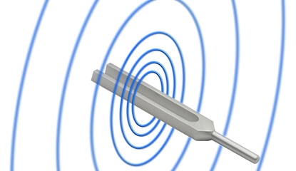 tuning fork with sound wave 3d