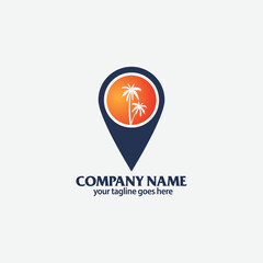 Palm trees silhouette emblems.summer logo. logo travel company, travel agency. Vector illustration. icon sign. design element