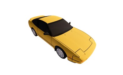 Car sport yellow illustration 3d render model concept