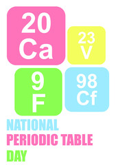 National periodic table day celebration symbol vector