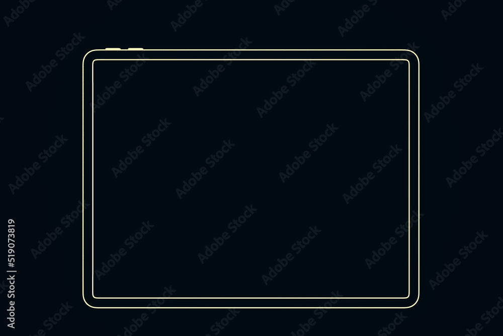 Aufkleber abstract pad outline with mock up place on black background. technology, device screen and advertise