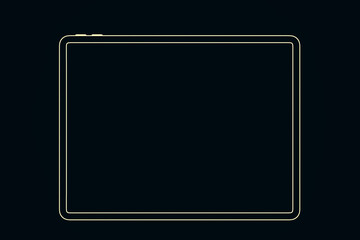 Abstract pad outline with mock up place on black background. Technology, device screen and advertisement concept. 3D Rendering.