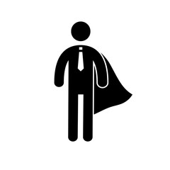 Superhero business pictogram man icon set. Superhero businessman flying stick figure. Victory worker, employer pictogram person. Vector illustration.