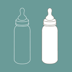 Feeding bottle illustration. Nutrition in the plastic container for a newborn. 