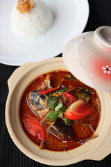 spicy talapia soup in a bowl