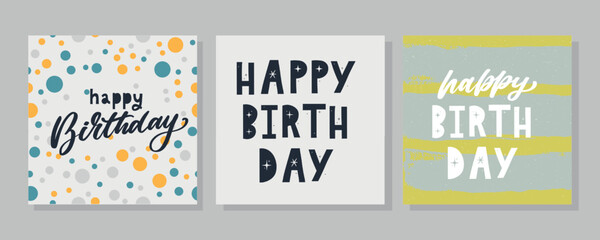 Fototapeta premium Happy Birthday lettering text banner, black color. Vector illustration.