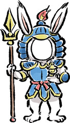 顔ハメ年賀状フォトフレーム素材 七福神 毘沙門天 うさぎ
