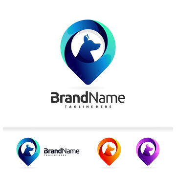Dog location logo in colorful style
