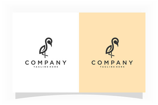 stork logo in mono line style, tork logo in line art concept, animal monoline logo icon