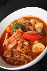 thailand food spicy tomyam shirmp soup in a bowl