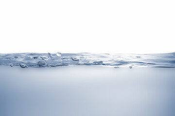 Water splash Aqua flowing in waves and creating bubbles Drops on the water surface feel fresh and...