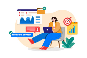 Businesswoman Working On Marketing Strategy