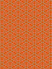 Fototapeta premium Cute modest pink tulip flowers fabric print on an orange background