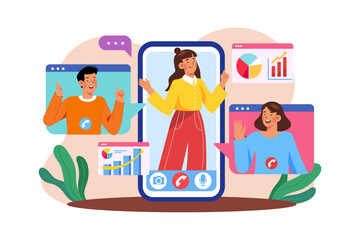 Employee Doing Work Discussion On Mobile Phone