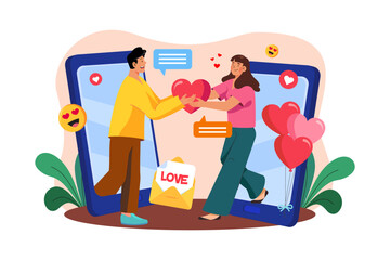 Online Dating Call Illustration concept. Flat illustration isolated on white background