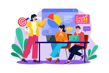 Business Team Conducting Board Meetings With Each Employee