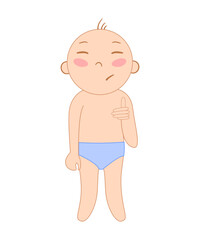 Obraz premium Vector illustration of cartoon child toddler. Drawing isolated on white background